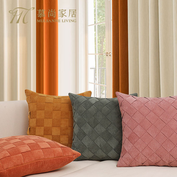 方格編織抱枕